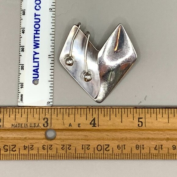 TAXCO Modernist Heart Brooch by Melicio Rodriguez Vtg 925 Sterling Silver Rare - Picture 7 of 7